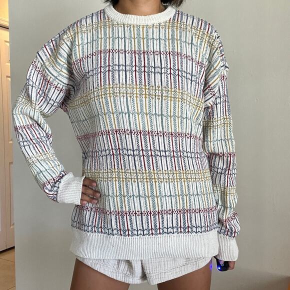 Vintage Claiborne Multicolored Crew Neck Knit Pullover Sweater Size L - Picture 8 of 14